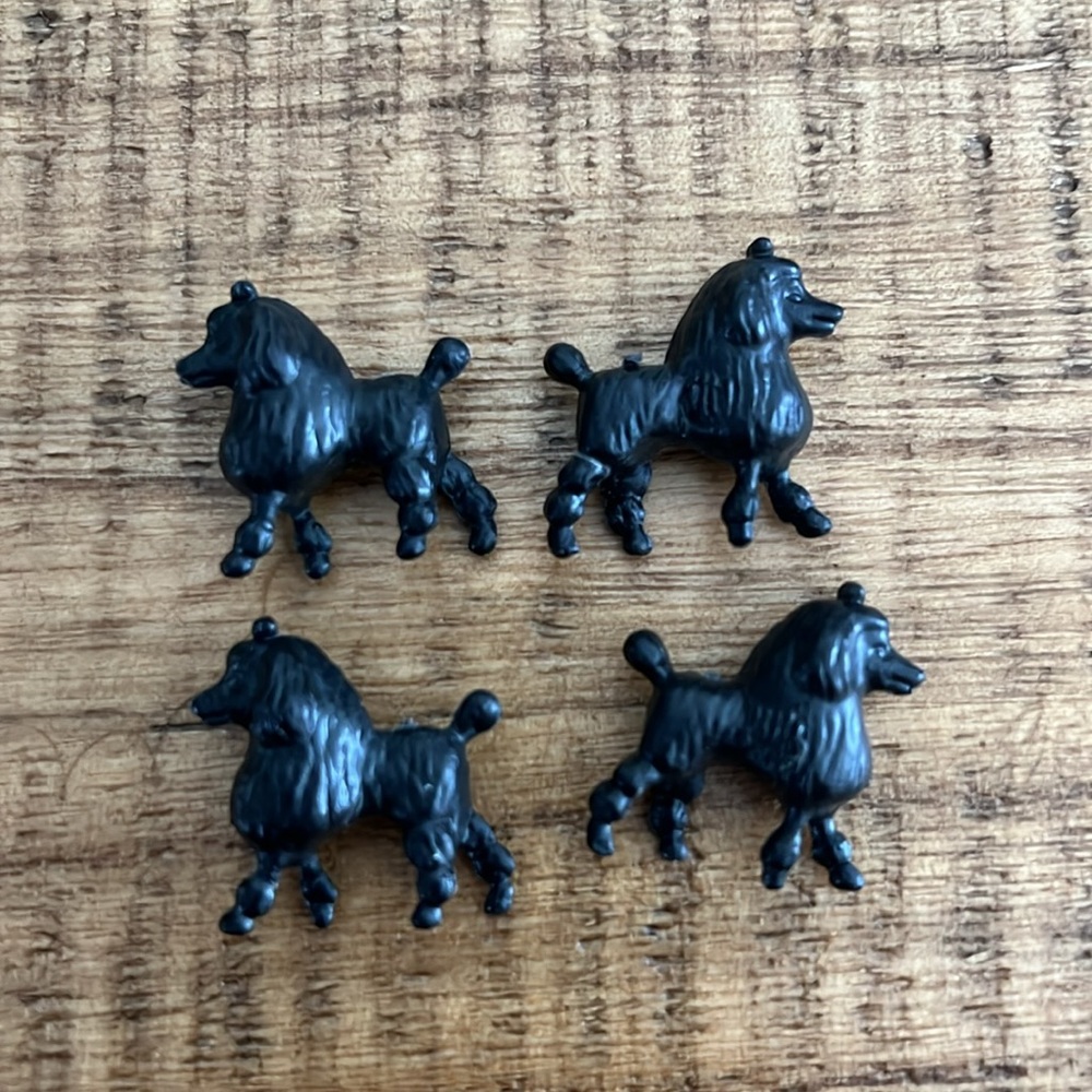 Black toy miniature plastic poodle trinket 12 vintage